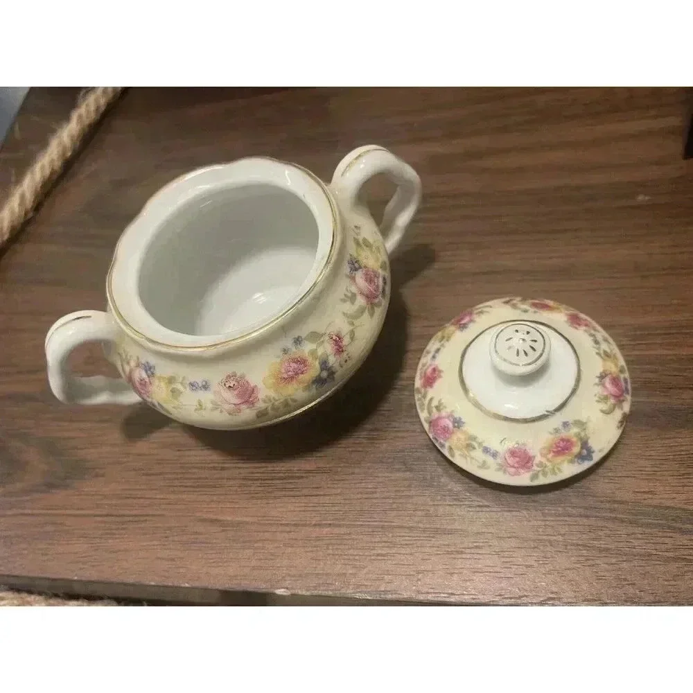Vintage Gold Castle Little Mini Ceramic‎ Lidded Sugar Made In Japan